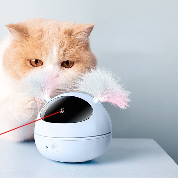 Infrarødt lys Pen Drilleri Cat Stick Feather Automatisk kattelegetøj white 10*10*8.72CM