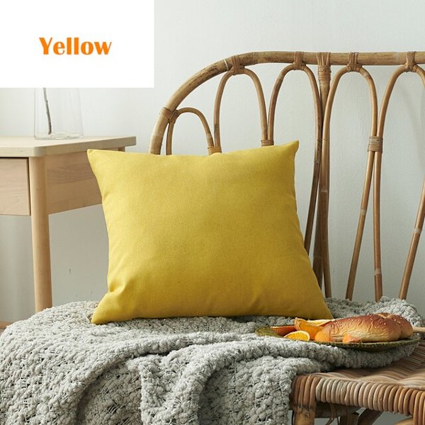 Solid vandtæt pudebetræk Enkel ren farve farvet polyester pudebetræk Vandtæt dekorativ pudebetræk til sofa Yellow 45X45CM