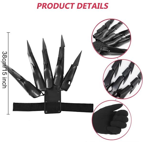 Halloween artikulerede fingre Fleksible fingerhandskerforlænger black 1 set
