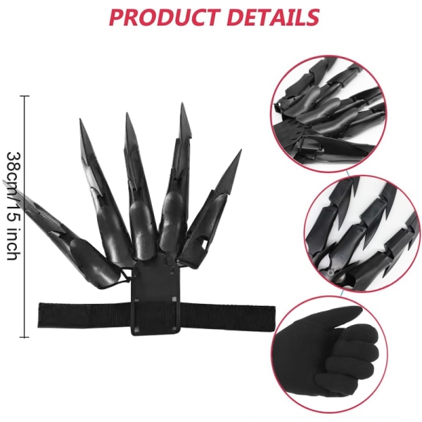 Halloween ledade fingrar Flexibla fingerhandskar förlängare black 1 set
