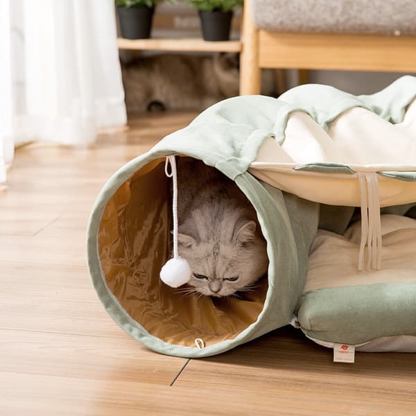 Multifunktionell sänghopfällbar kattungetunnelleksak coffee