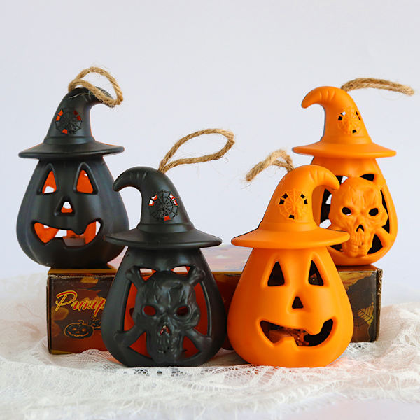 Halloween Pumpa Lantern Led Hanging Ghost Lantern Lamp orange 2pcs