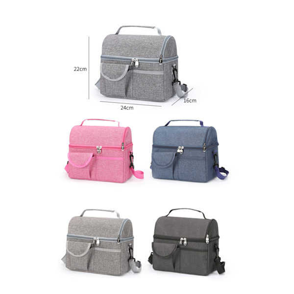 Lunchpicnic isolerad väska med stor kapacitet gray 24.5*16*22cm