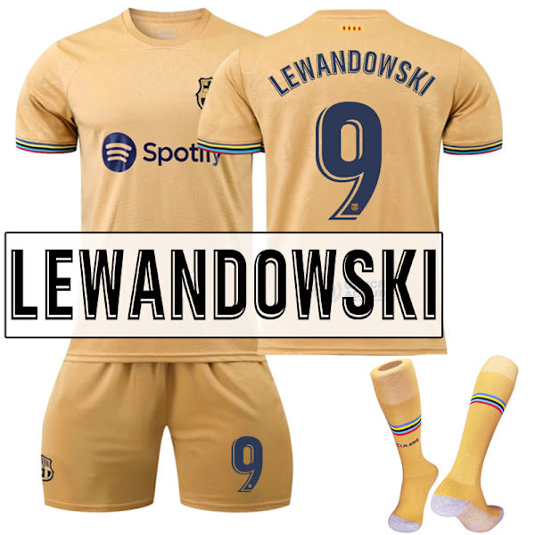 Lapsi / Aikuinen 22 23 World Cup Barcelonan vieraspeli Jersey Soccer Set Lewandowski-9 #l