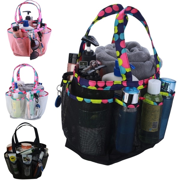 Portable Mesh Shower Caddy Quick Dry Badtoalettväska black spot 20*20cm