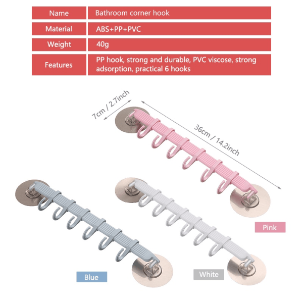 Justerbar krogstativ Dobbelt håndklædestativ hængende hylder Krog pink 36*7cm
