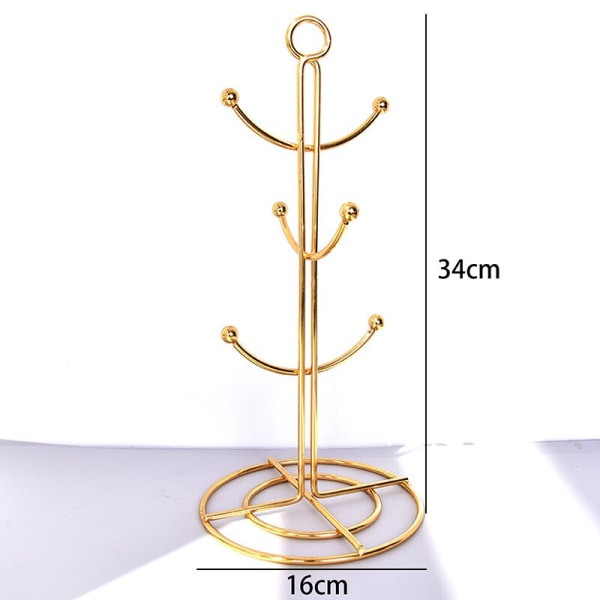 Kahvikuppiteline Kultainen mukipidike ruokapöytä Keittiön säilytysteline Puukuppiteline Riippuva tyhjennysmukin pidike Nordic Gold