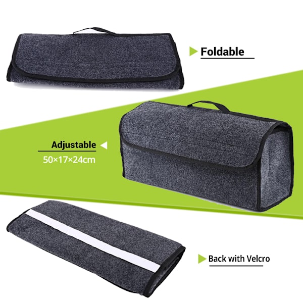 Grå Anti-Slip rum Boot Tool Car Opbevaringspose black 50*17*24cm