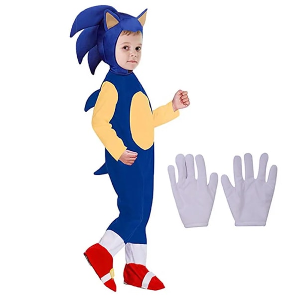 Anime Lightning Speed ​​Cosplay Jumpsuit Children Sonic The Hedgehog -asu valkoisilla hanskoilla 01 L(10-12Y)