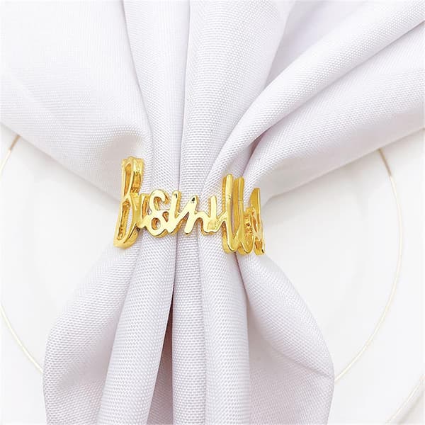Servettringar- 6 st Bismillah Letter Metall Set