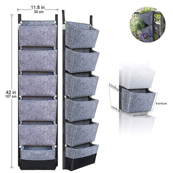 6 tasku vihreä pystysuora puutarhakassi gray 107*30cm