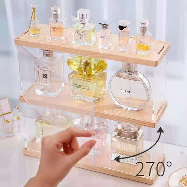 2 Lags Parfume Opbevaringsboks Legetøj Display Stand clear 30*9.6*27.7cm