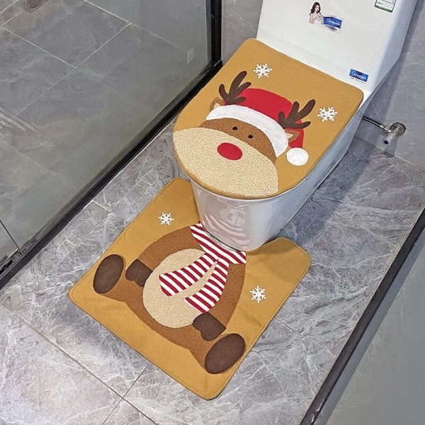 Uudet joulukoristelutarvikkeet WC-istuimen cover Kylpyhuone Luova ulkoasu Pue kaksiosaiset joulukoristeet Elk style