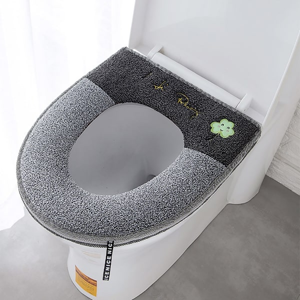 Husholdnings blødt vaskbart toiletsædebetræk Mat black+gray 43*37cm