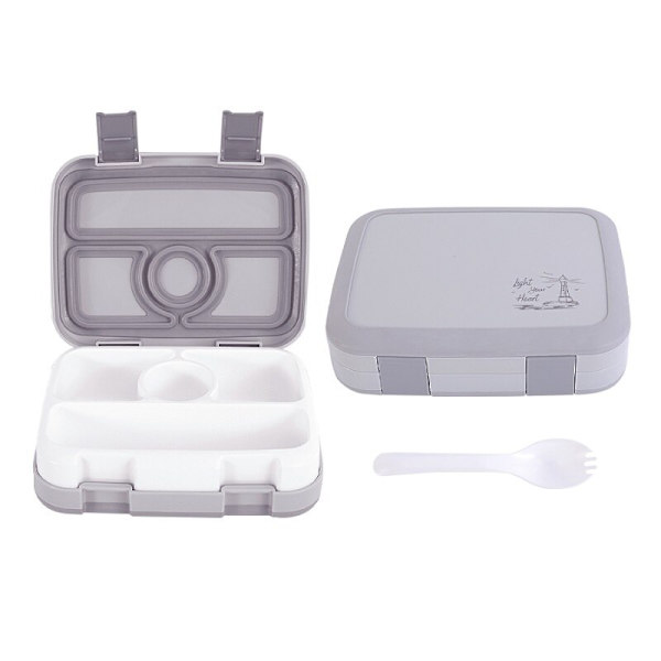 Bärbar Lunchbox Mikrovågs Lunchbox Barnservis gray 4 grids
