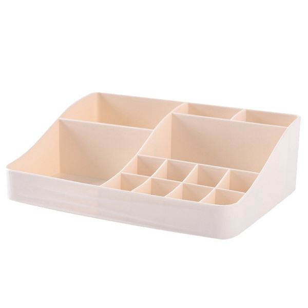 Desktop Diverse Smink Kosmetisk Make Up Case Förvaringsfodral beige 23.6*18.5*7.5cm