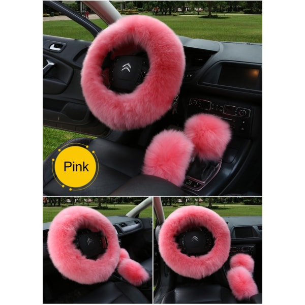 3 kpl turkis ohjauspyörän cover Real Sheepskin Auto Set gray Dia 37-38cm