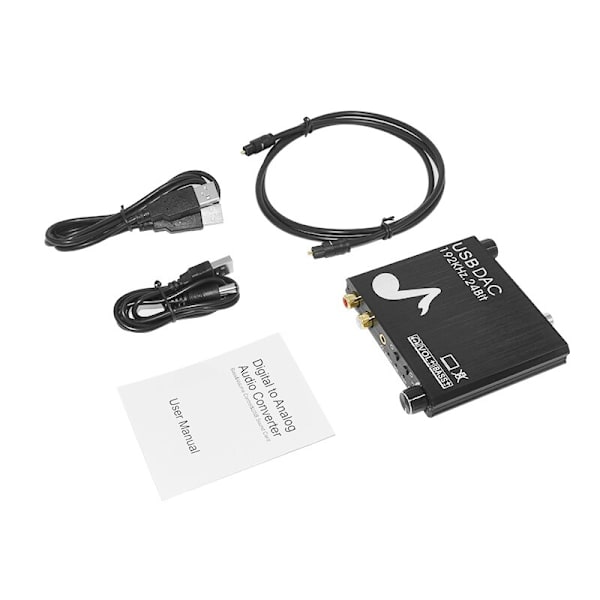 Digital til analog lydkonverter 192Khz 24Bit DAC SPDIF Optisk Toslink Coaxial RCA 3.5-stik til ps3 ps4 TV xbox med USB-strøm black