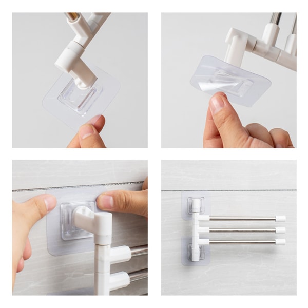 Förvaringsställ utan stans utan rotation av handdukar för badrum white+silver 2 layers