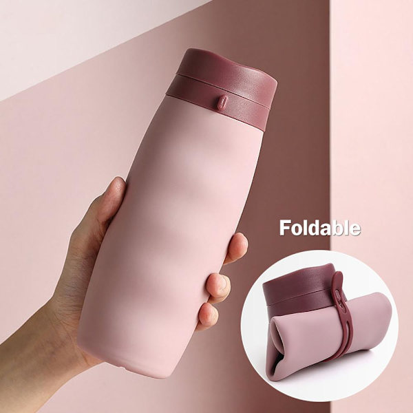 600 ml silikon Bärbar vattenflaska för utomhussporter gray