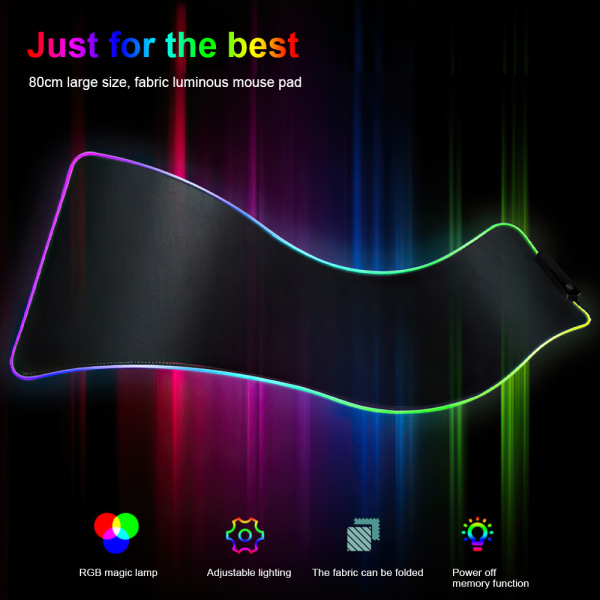 Musemåtte LED-lysende musetastaturmåtte Desktop-musemåtte black 250*350*3mm