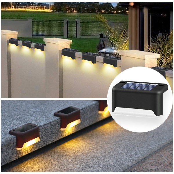 8/4 stk LED solar trappelampe udendørs vandtæt black 8 PCS