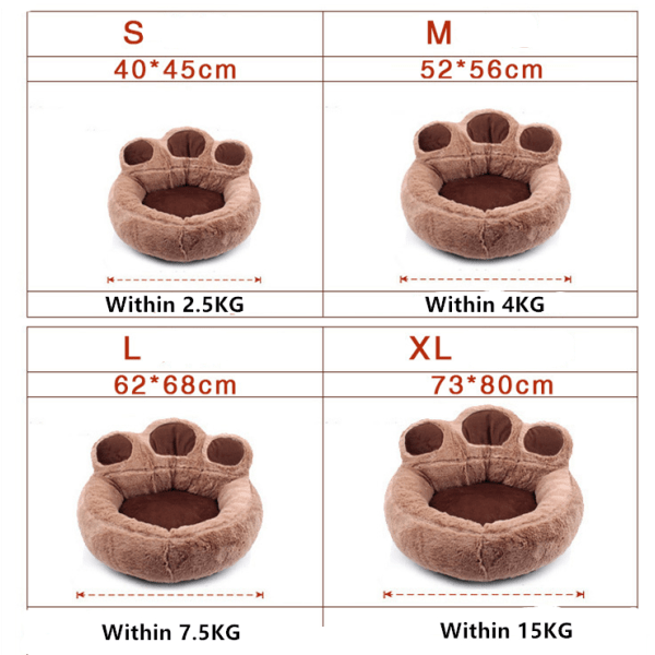 Velvet-sohva lämmin sänky talvikarhun tassun muotoinen pyöreä lemmikkipesä gray medium