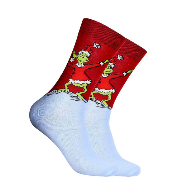 Christmas The Grinch Theme Novelty Socks Xmas Herr am Mid Calf Socks Accessoar Present Es A