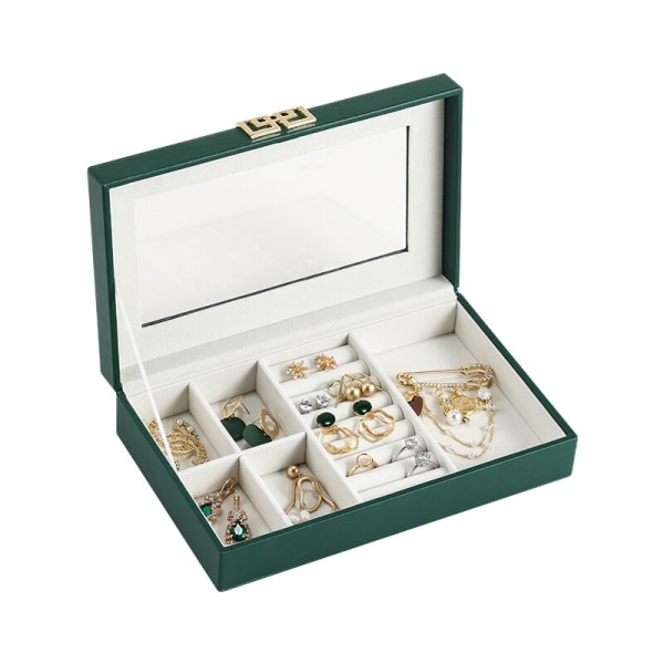 Transparent smyckeskrin Organizer Lyx PU-läder presentförpackning 1pc