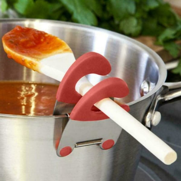 Rustfrit stål Pot Side Clips Anti-skoldning skeholder red 78*50mm