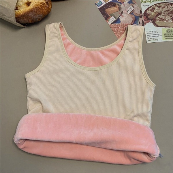 Kvinnors thermal Topp Seamless Plus Velvet Shirt Ärmlös pink L for 45-60kg