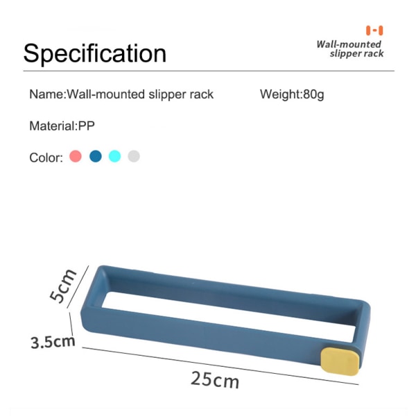 Opbevaringsstativ til vægmonterede hjemmesko til badeværelset sakurapink 25*5*3.5cm