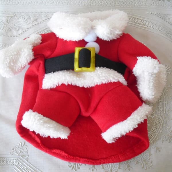 Hund Kat Julebomuldskostumer Sjovt julemandskostume red medium