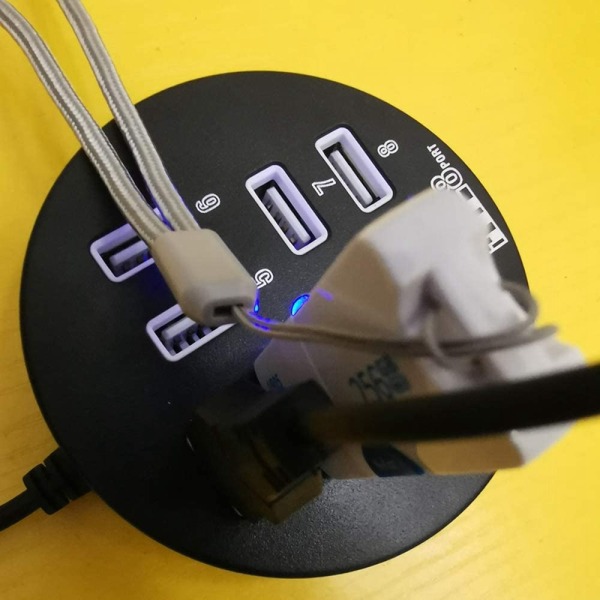 8Port højhastigheds USB-opladeradapter med LED black