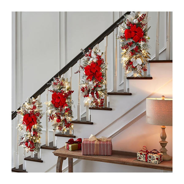 Juldekoration Swag Krans dekorerade Garland Lights gold 45x25cm