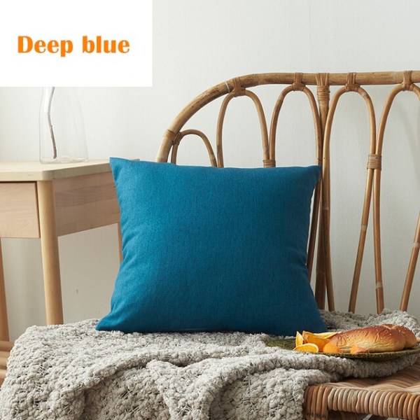 Kiinteä vedenpitävä tyynyliina Yksinkertainen puhdasvärinen cover polyesterityynynpäällinen vedenpitävä koristeellinen case sohvalle Deep blue 45X45CM