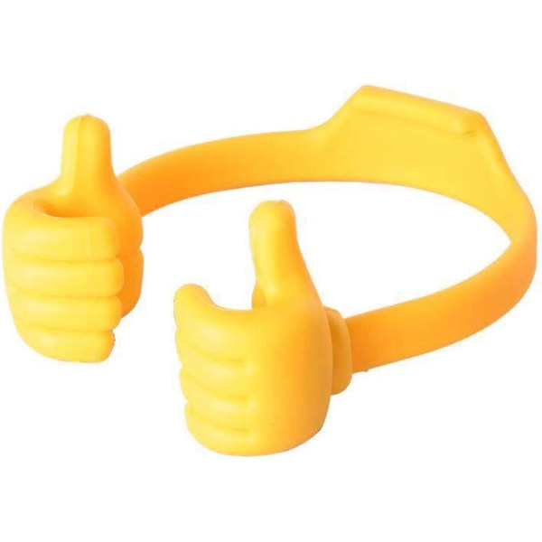 2st tummen upp mobiltelefonhållare för skrivbord, universal flexibelt mobiltelefonställ för surfplattahållare 2Pcs Yellow