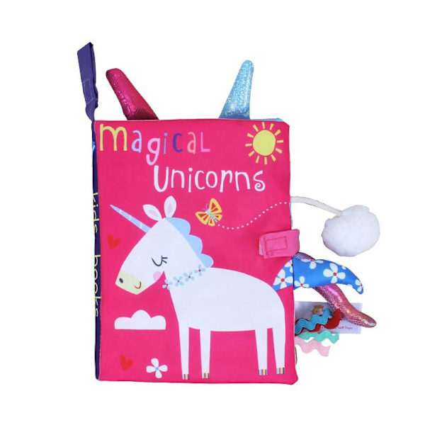 Børnebøger Baby Early Learning Legetøj Rivende Hale Cloth Book Unicorn 18.5*15*3cm