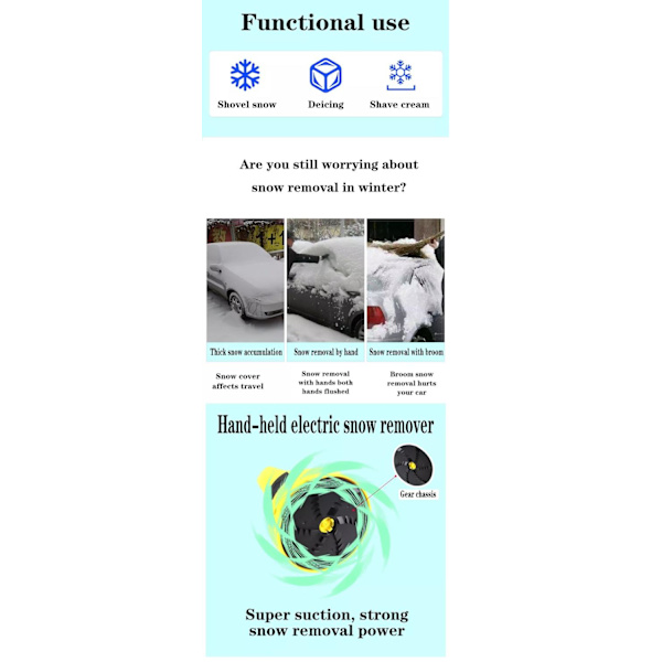 Multifunktionell elektrisk snöskrapa Isskrapa Bilvindruta gul Svart