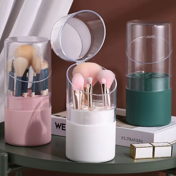 Støvtæt makeupbørstespand Øjenbrynsblyant Kosmetisk opbevaring white 20*9cm