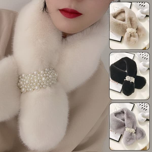 Pearl Buckle Dam Crossover Warm Scarf pink