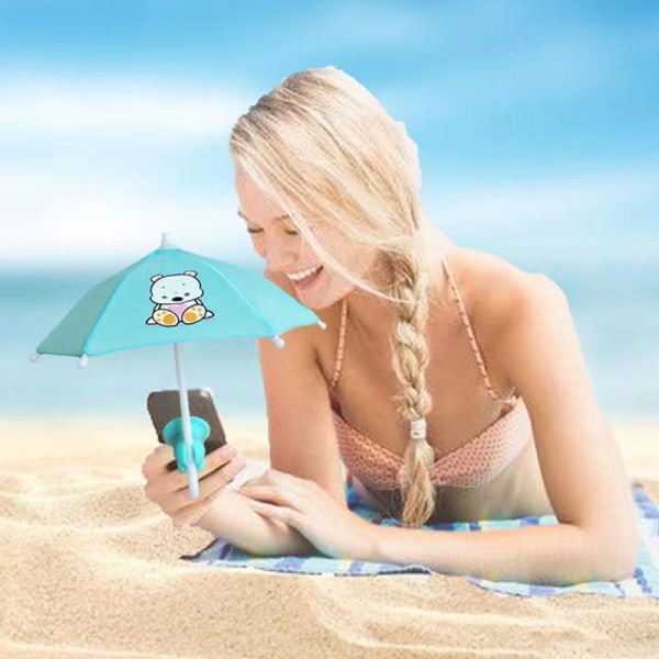 Söt personlighet Mini Sun Paraply Mobiltelefon Stand blue bear