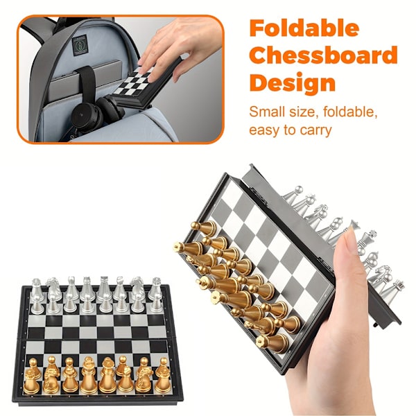 Deluxe 2-i-1-schack och damspel - Magnetisk hopfällbar schackbräda