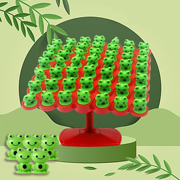 Montessori Math Legetøj Frø Balance Træ Pædagogisk green+red 32*17.5*3cm(packaging)