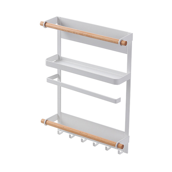 Multifunktionelt magnetisk køleskabshylde sideopbevaringsstativ White Style B