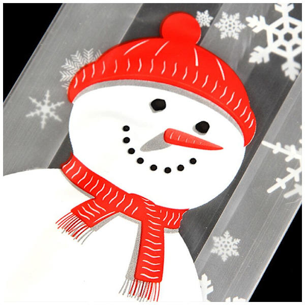 Snowman Plastic Gaveposer Candy Cookie Bagning Emballagepose snowman 50pcs