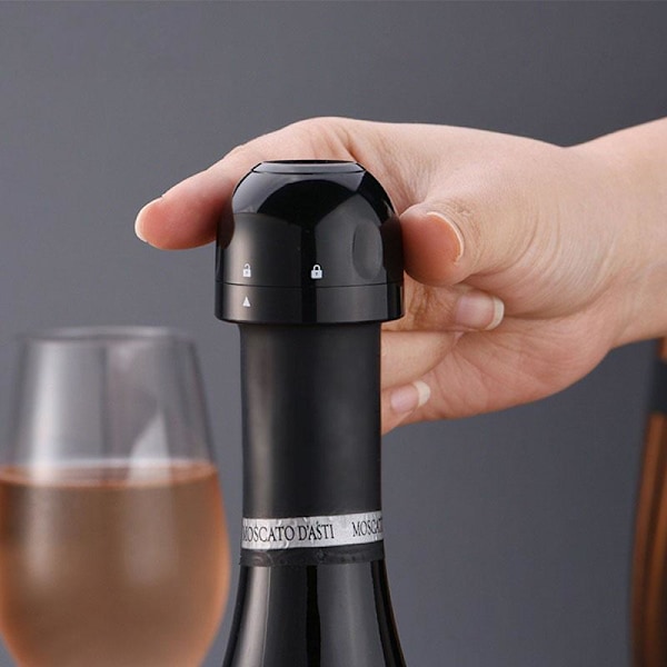 Silikonförseglad propp Wine Champagne Bottles Sealer Cap black 3pcs