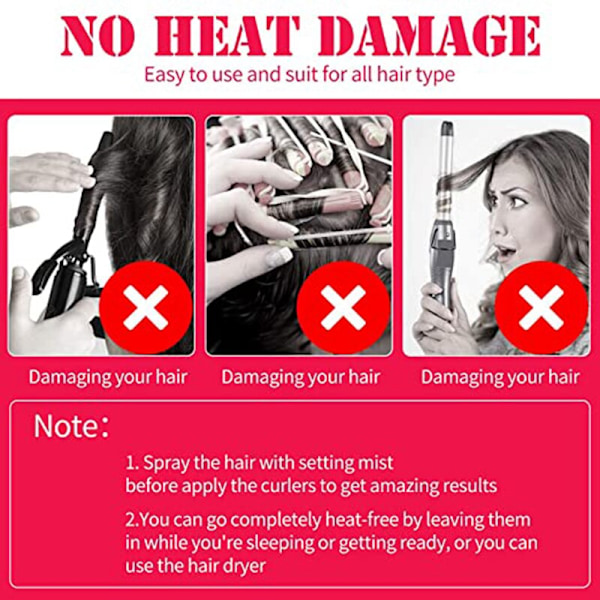 Hårkrøller Spiralkrøller Ingen Heat Wave Hårkrøller Styling Kit pink+orange large 65cm