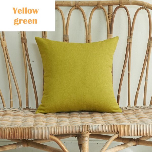 Kiinteä vedenpitävä tyynyliina Yksinkertainen puhdasvärinen cover polyesterityynynpäällinen vedenpitävä koristeellinen case sohvalle Yellow green 45X45CM
