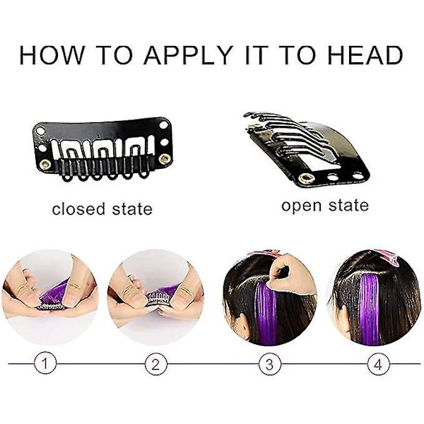 Färgad Clip In Hair Extensions Blågrönt hårförlängning för barn 9 st 21"